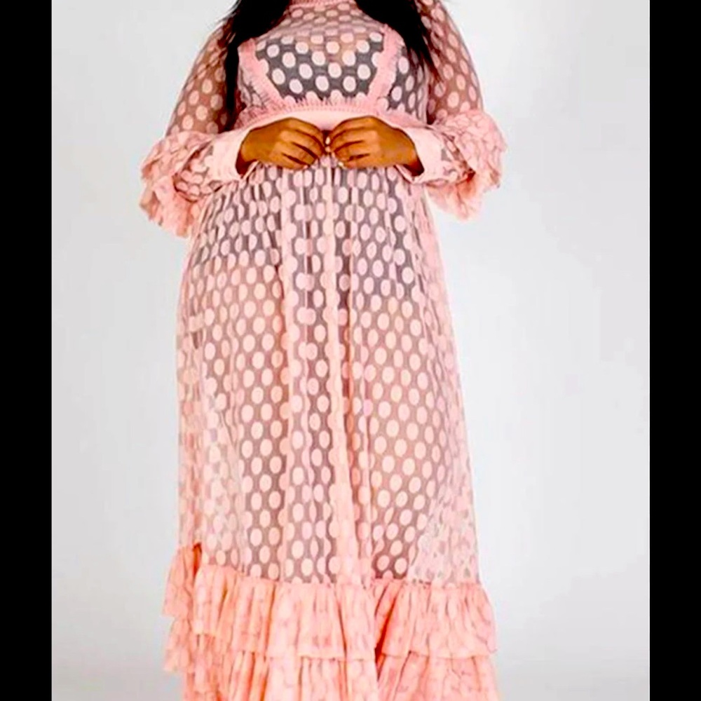 Sheer ruffle maxi dress